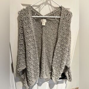 Women's Gray Open-Knit Sweater